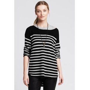 Banana Republic Boat Neck Striped Oversized High Low Merino Wool Sweater Size SP